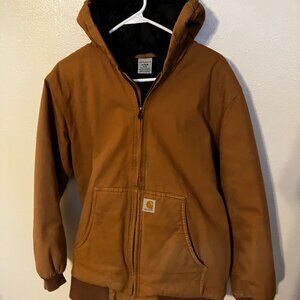 Carhartt Canvas Quilted Lined Jacket RN13706 Tan Youth XL (18/20) Hooded